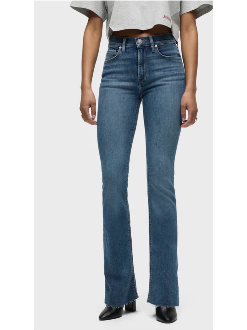 Hudson Barbara High Rise Bootcut Raw Hem Jeans Size 28